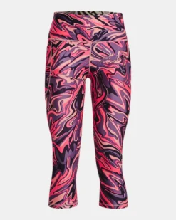 Women's HeatGear No-Slip Waistband Printed Capris -Deals Haute Vex Store PS1365337 603 HF