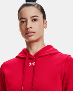 Women's UA Hustle Fleece Hoodie -Deals Haute Vex Store V5 1300261 600 COLLAR