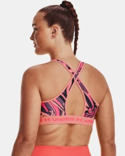 Women's Armour Mid Crossback Printed Sports Bra -Deals Haute Vex Store V5 1361042 603 BC LG