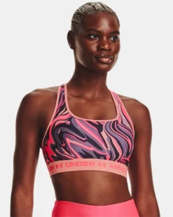 Women's Armour Mid Crossback Printed Sports Bra