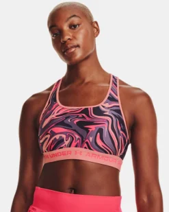 Women's Armour Mid Crossback Printed Sports Bra -Deals Haute Vex Store V5 1361042 603 FC MD