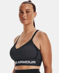 Women's UA Seamless Low Longline Rib Sports Bra -Deals Haute Vex Store V5 1373870 001 FC LG