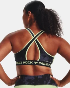 Women's Project Rock Crossback Printed Sports Bra -Deals Haute Vex Store V5 1374640 001 BC LG