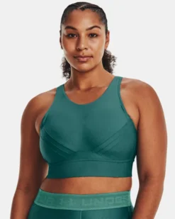 Women's UA Infinity Mid Pintuck Sports Bra -Deals Haute Vex Store V5 1376883 722 FC LG