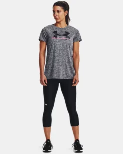 Women's UA Tech™ Twist Script Short Sleeve -Deals Haute Vex Store V5 1377199 012 FSF