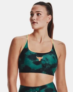 Women's Project Rock Crossback Family Printed Sports Bra -Deals Haute Vex Store V5 1377953 722 FC MD
