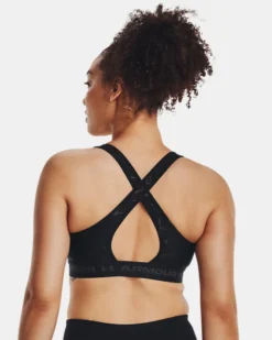 Women's Armour Mid Crossback Emboss Sports Bra -Deals Haute Vex Store V5 1378815 001 BC MD