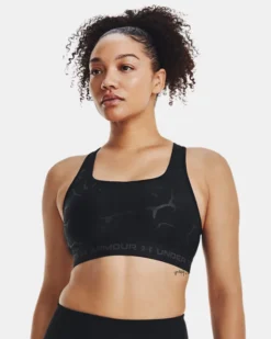 Women's Armour Mid Crossback Emboss Sports Bra -Deals Haute Vex Store V5 1378815 001 FC MD
